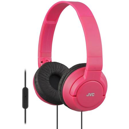 JVC HA-SR185 Lightweight Foldable On-Ear Headphones with Remote and Mic, Red