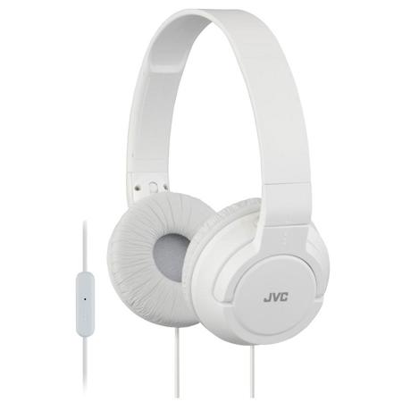 JVC HA-SR185 Lightweight Foldable On-Ear Headphones with Remote and Mic, White