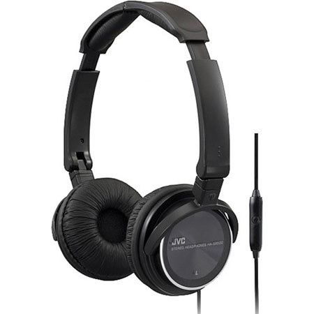 JVC HA-SR500 Lightweight Foldable On-Ear Headphones with Remote & Mic, Black