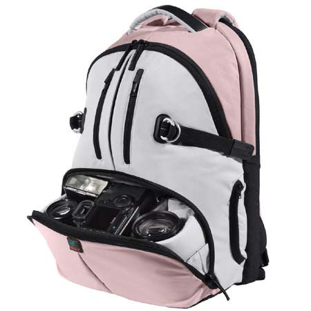 Kata DR-467 Digital Rucksack for 2 Digital SLR's with Mounted Lens, 3-4 Lenses, Flash, Laptop (to 17"), Accessories & Personal Gear - White / Pink