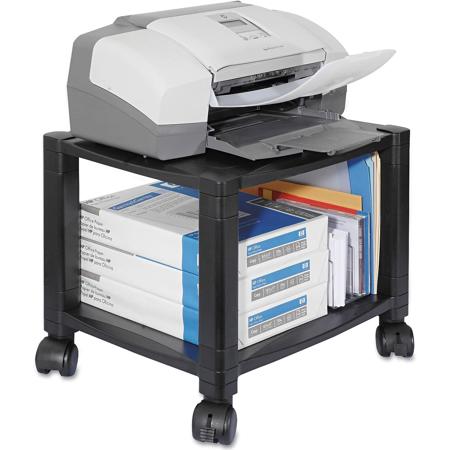 Mobile Printer Stand, Two-Shelf, 17w x 13.25d x 14.13h, Black