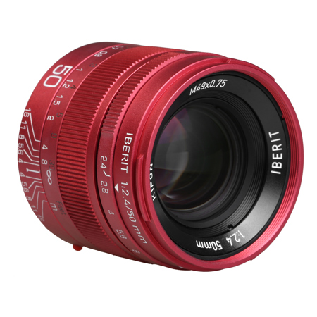 Kipon IBERIT 50mm f/2.4 Lens for Leica M (Red)