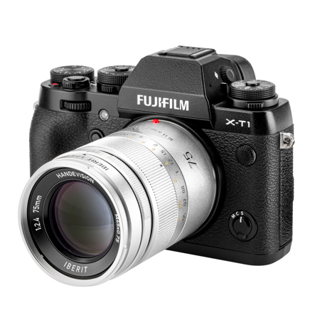 Kipon IBERIT 75mm Lens for Fujifilm X, Silver Adorama
