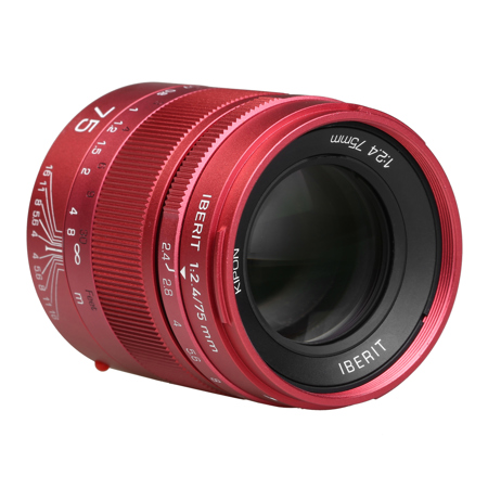 Kipon IBERIT 75mm f/2.4 Lens for Leica M (Red)