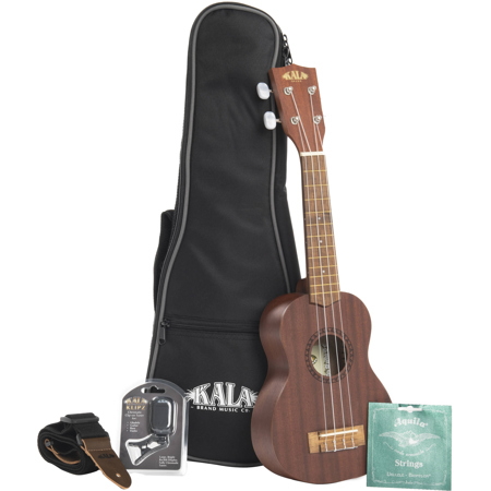 Kala Satin Mahogany Tenor Ukulele Bundle with Gig Bag, Strap, Strings & Tuner