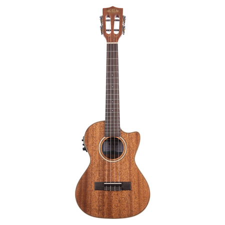 Kala All Solid Gloss Mahogany Cutaway Tenor Ukulele with EQ, Natural