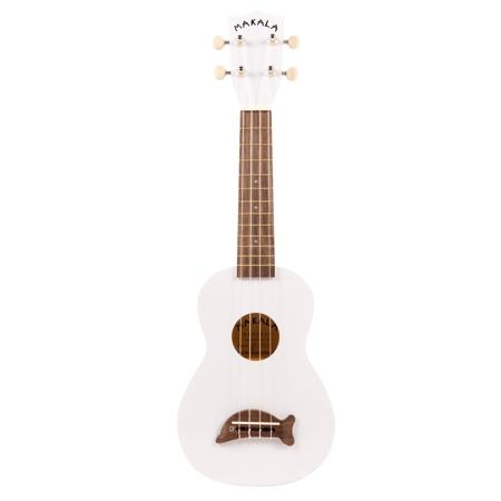 Kala Gloss Pearl White Makala Dolphin Soprano Ukulele with Tote Bag