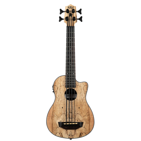 Kala U-BASS Spalted Maple Acoustic Electric Bass Guitar, Natural