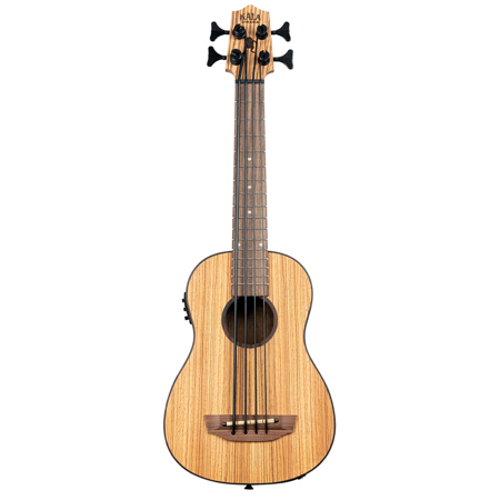 Kala U-BASS Zebrawood Acoustic Electric Bass Guitar, Natural