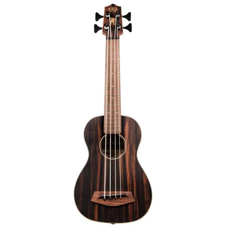 Kala Satin Striped Ebony Acoustic-Electric U-BASS Fretted Ukulele with Round Wounds & Padded Gig Bag