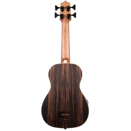 Kala Satin Striped Ebony Acoustic-Electric U-BASS Fretted Ukulele, Round Wounds