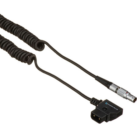 Kondor Blue 20" D-Tap to LEMO 2-Pin 0B Male Coiled Power Cable, Raven Black
