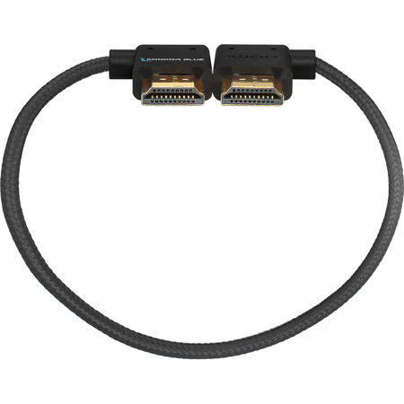 Kondor Blue 12" Right Angle to Left Angle Straight HDMI Cable for On-Camera Monitor, Raven Black