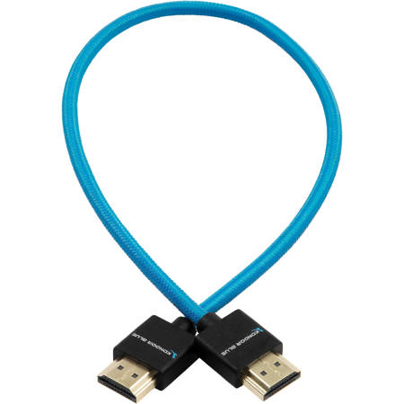 Kondor Blue 14" Thin HDMI to HDMI Braided Male Cable for on Camera Monitors, Blue