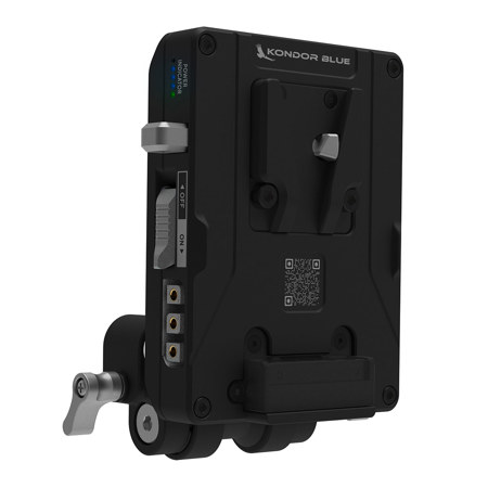 Kondor Blue V-Mount Pro Battery Plate with Swiveling Rod Block, Raven Black