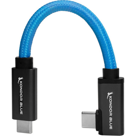 Kondor Blue 6" USB 3.1 Gen 2 Type-C to Type-C Right Angle Cable for SSD Recording and Charging