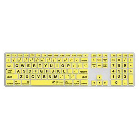 KB Covers Large Type Keyboard Cover for Apple Ultra-Thin, Clear/Yellow Buttons