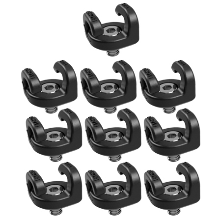 Kondor Blue Mondo Ties Cable Management Clips, Raven Black, 10-Pack