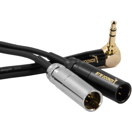 Kondor Blue Dual Mini XLR to Right Angle 3.5mm Stereo TRS Channel Splitter