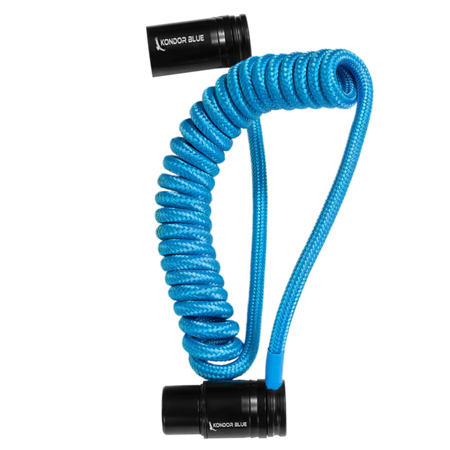 Kondor Blue 12-24" Coiled Low Profile Right Angle XLR Cable, Kondor Blue