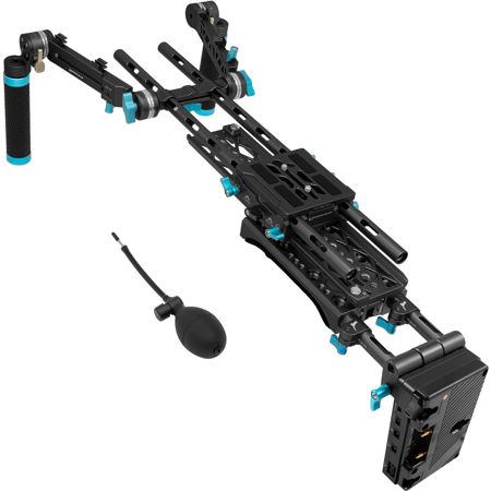 Kondor Blue Shoulder Pad Air Rig Pro with Gold Mount Battery Plate, Raven Black