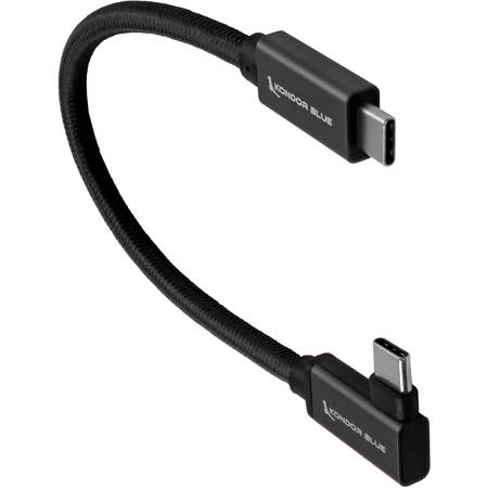 Kondor Blue 6" USB-C 3.1 Gen 2 Straight to RA Cable for SSD Recording, Black