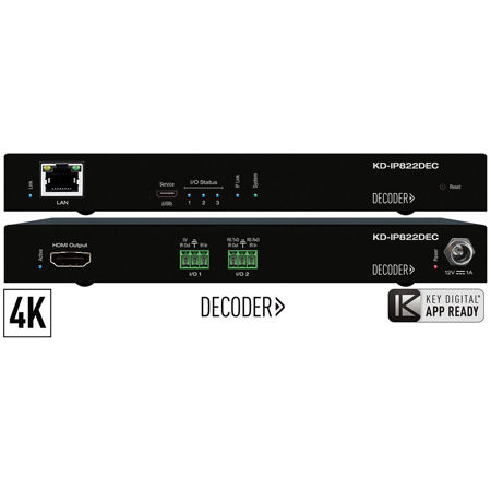 Key Digital KD-IP822DEC 4K UHD Enterprise AV Over IP Decoder with PoE