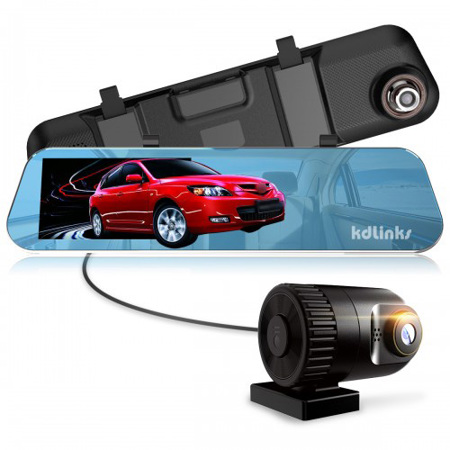 KDLinks R100 Ultra HD 1296p Front + 1080p Rear Rearview Mirror Car Dash Camera