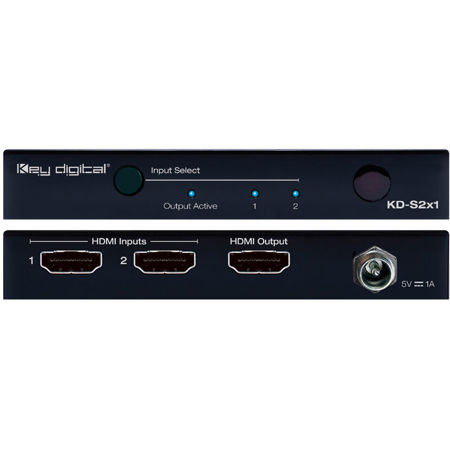 Key Digital KD-S2X1 2x1 4K/18G HDMI Switcher, HDR10, HDCP2.2