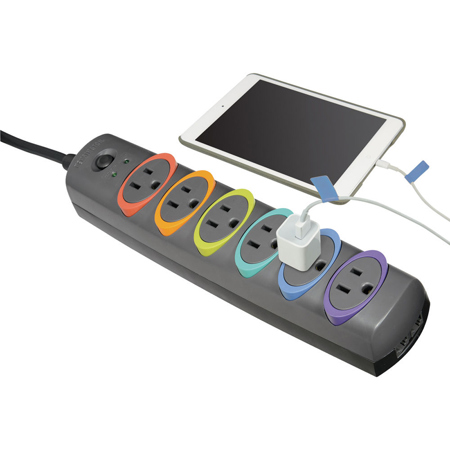 Kensington SmartSockets Basic 6' 6-Outlet Surge Protector, Gray