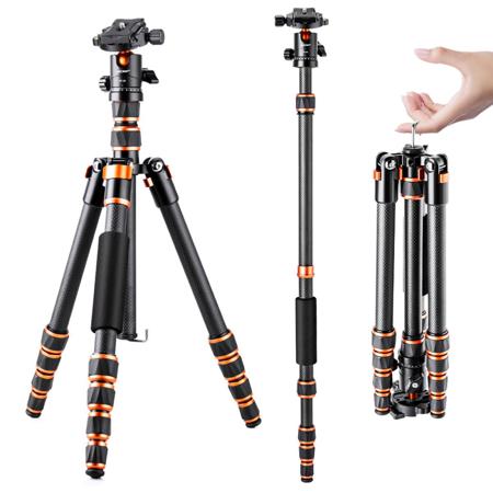 K&F Concept BA225 5-Section CF Tripod/Monopod with Ball Head, 17.6 lbs Capacity