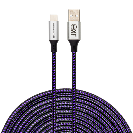 Kontrolfreek 12' USB Type-A to Type-C Braided Gaming Cable, Purple & Black