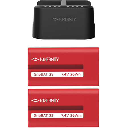 Kinefinity GripBAT 2Si 26Wh 7.4V 3500mAh Lithium-Ion L-Series Battery, 2-Pack and PD Hybrid Dual Charger
