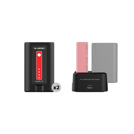 Kinefinity GripBAT 4S 52Wh 14.8V 3.5Ah Lithium-Ion BP-U30 Battery, 2-Pack and PD Hybrid Dual Charger