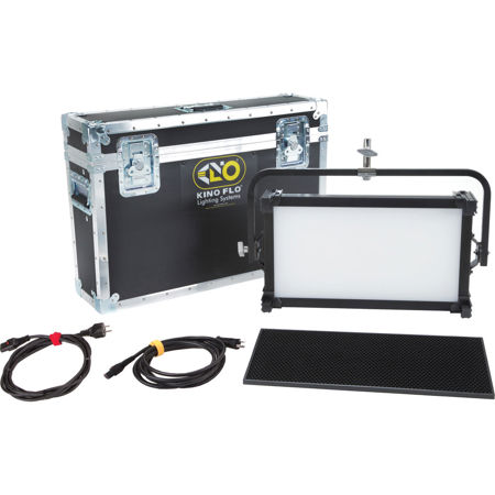 Kino Flo Celeb 250 DMX LED Fixture with Yoke Mount and Ship Case, 2500-9900K, 28.5x16.5x5" Panel, Universal Input