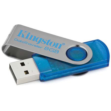 Kingston Tech DataTraveler 101, 8GB Flash Drive, Cyan