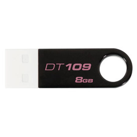 Kingston Technology DataTraveler 109 DT109K/8GBZ Flash Drive, Black and White