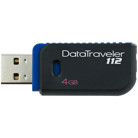 Kingston DT1124GB 4GB Flash Drive Black/Blue, USB 2.0