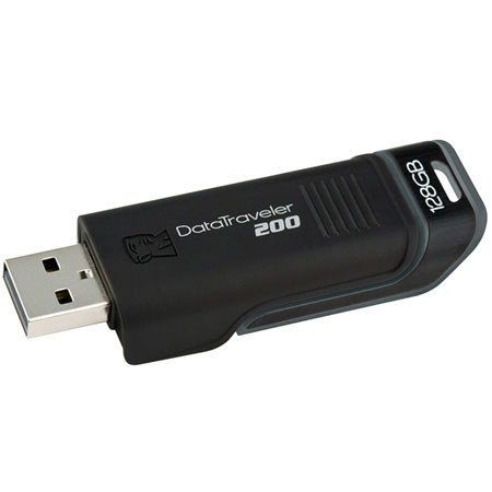 Kingston DT200128GB Datatraveler 128GB Flash Drive, Blk