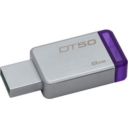 Kingston Technology DataTraveler 50 8GB USB 3.0 Flash Drive, Metal/Purple