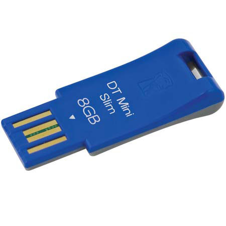 Kingston Tech DTMSB/8GB DataTraveler Mini Slim, Blue