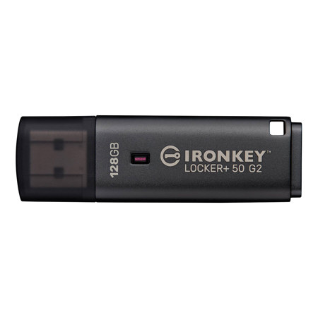 Kingston Technology IronKey Locker+ 50 G2 Encrypted USB-A Flash Drive, TAA 128GB