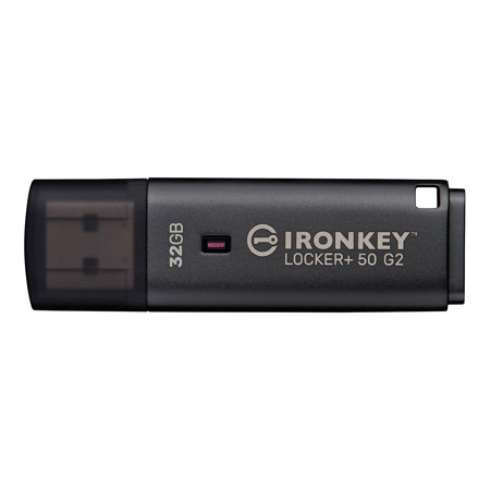 Kingston Technology IronKey Locker+ 50 G2 Encrypted USB-A Flash Drive, TAA 32GB