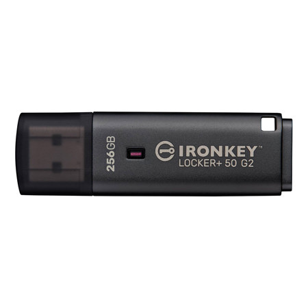 Kingston Technology IronKey Locker+ 50 G2 Encrypted USB-A Flash Drive, TAA 256GB