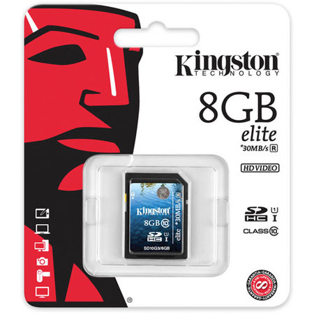 Kingston Technology 8GB Gen 3 UHS-I Elite Class 10 SDHC Memory Card