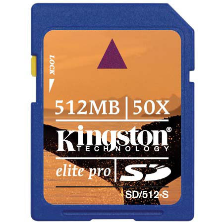 Kingston Technology 512mb, 50x Elite Pro Secure Digital (SD) Memory Card