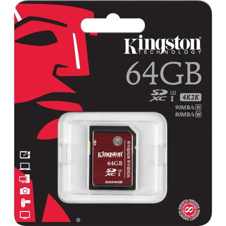 Kingston 64GB SDXC Class 3 UHS-I U3 Memory Card