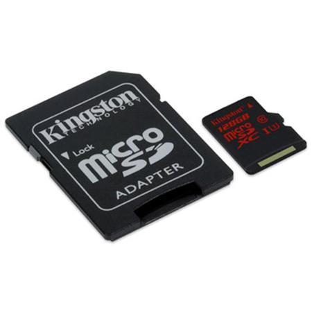 Kingston 128GB microSDXC UHS-I U3 Flash Card with SD Adapter