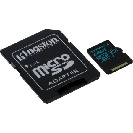 Kingston Technology 64GB Canvas Go! UHS-I microSDXC Memory Card with SD Adapter