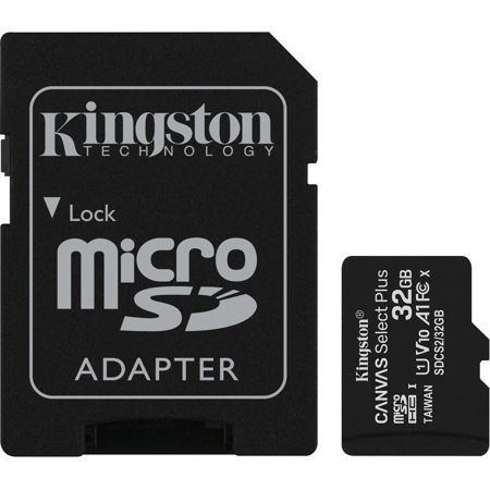 Kingston Technology Canvas Select Plus 32GB microSDHC Memory Card w/ SD Adapter